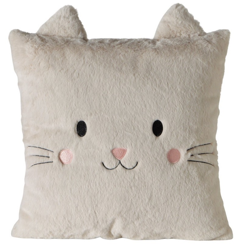 Morbido cuscino a forma di gatto grigio con orecchie